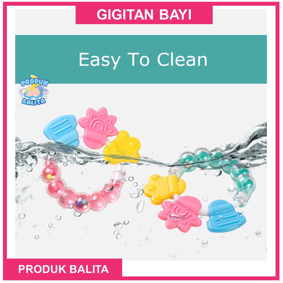 Teether Gigitan Bayi Kerincingan Bulat rattle genggam bayi Mainan Gigitan Bayi Bahan Silikon Murah