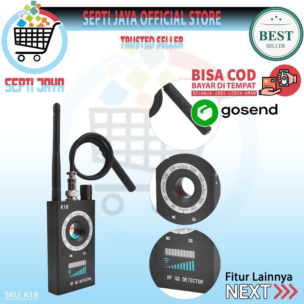 RF Signal Detector K18 Anti Spy Detector Camera Finder GPS Audio Bug pendeteksi kamera spy detector-7