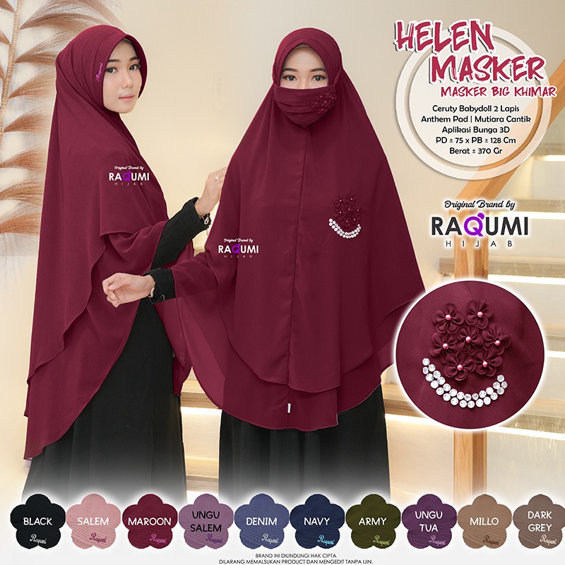 Khimar Jumbo Ceruty 2 Lapis Helen Original by Raqumi Hijab