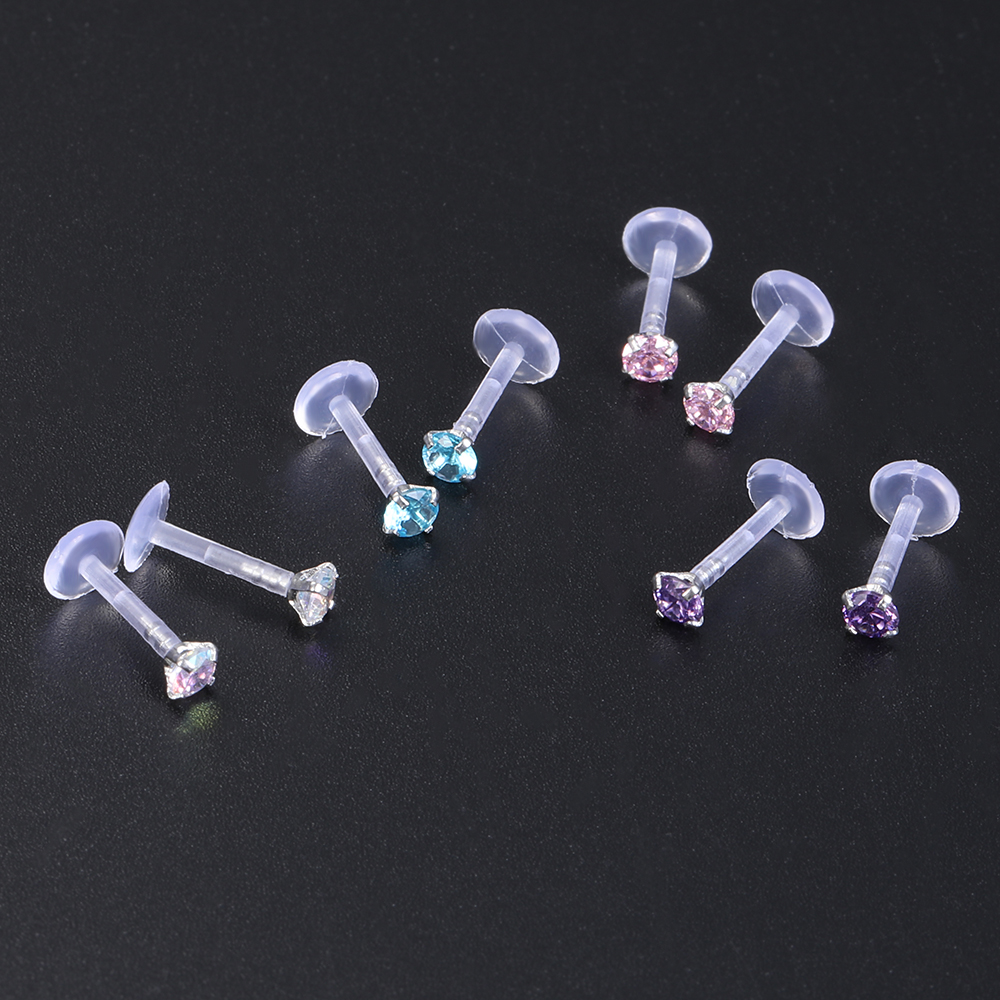 Anting Stud Kristal Bioflex Bahan Akrilik Anti Alergi Untuk Tulang Rawan Bibir