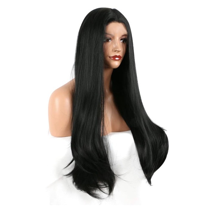 Wig Rambut palsu hitam panjang 70cm lurus tanpa poni