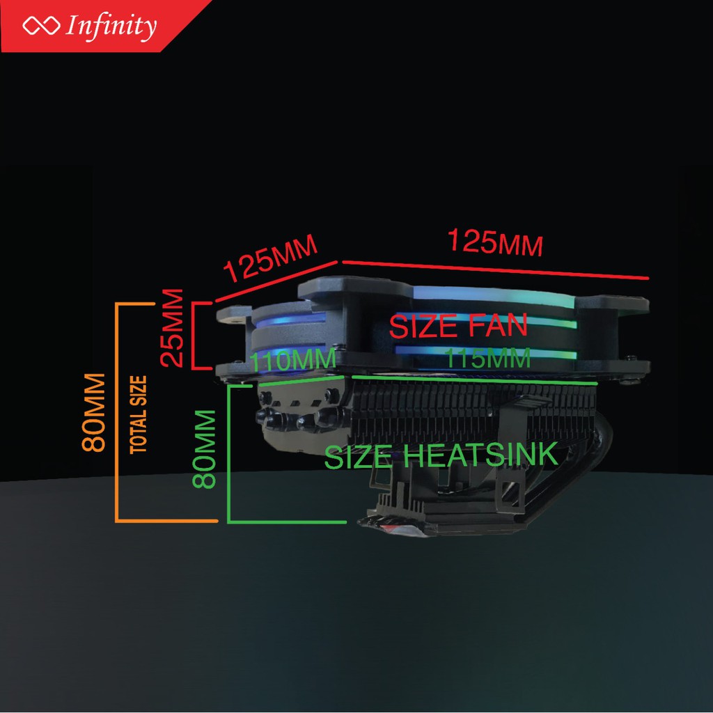 INFINITY STORM aRGB 4 HEAT PIPE 12cm FAN FOR INTEL AMD HSF CPU COOLER