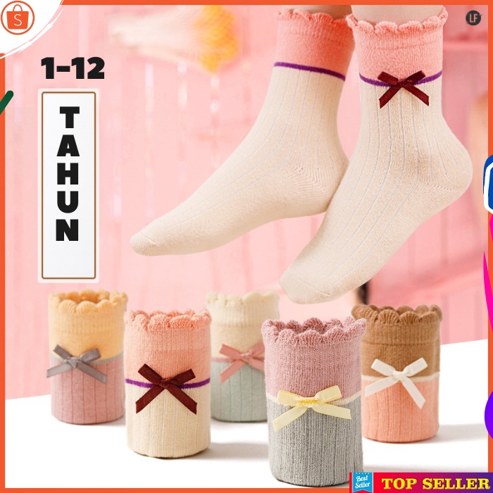 Kaos Kaki Anak Perempuan Fashion Korea Terbaru Motif Pita Cinderella Cantik Usia 1 -12 TAHUN TK SD