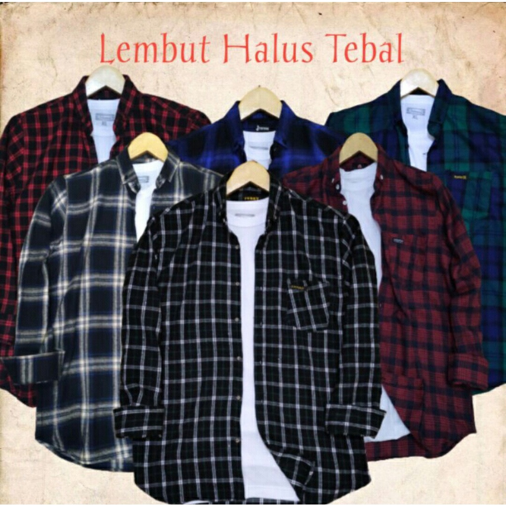 Kemeja Flanel Pria kualitas Premium Lengan Panjang Unisex Exklusif {murah} kemeja flanel wanita-1