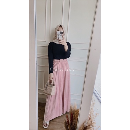 Suede Pleats Skirt Import