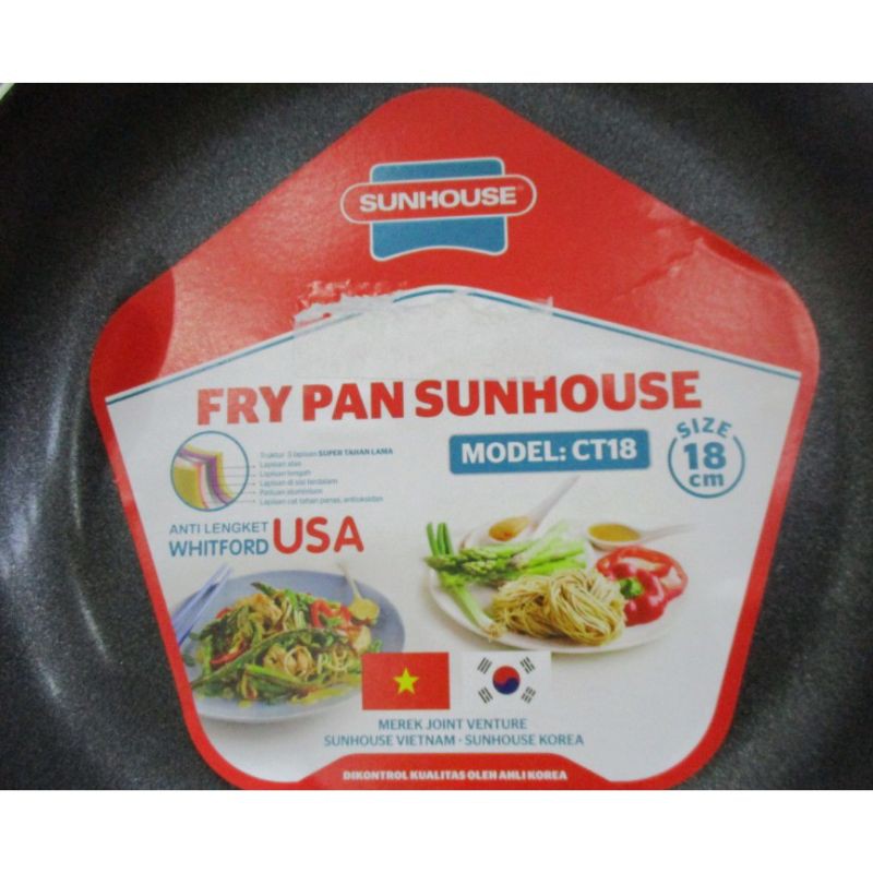 frypan 18 cm / wajan gagang teflon 18 cm sun house