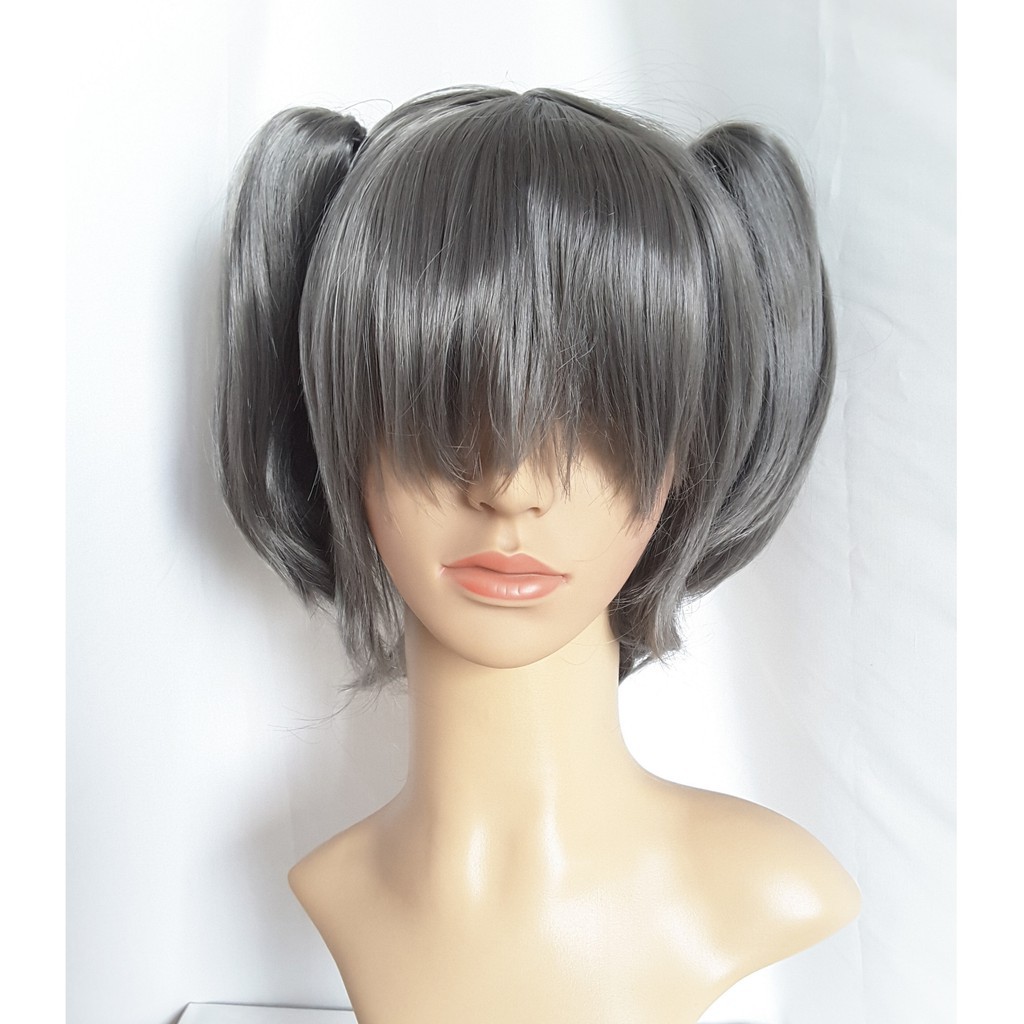 WIG RAMBUT PALSU WANITA  COSPLAY KUCOS IDOLMASTER MIRIA AKAGI / GRAY + 2 CLIP ON TWINTAIL