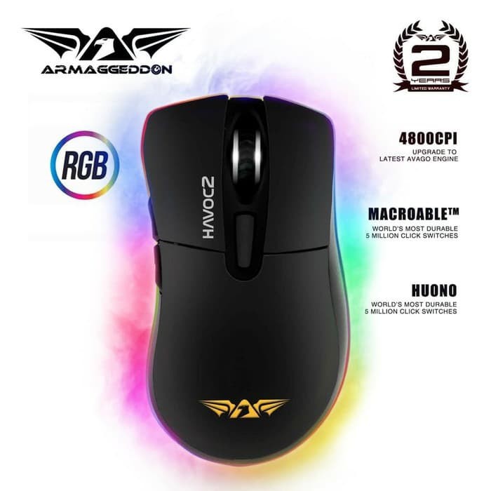 Gaming Mouse Wired Havoc 2 - 4800Cpi RGB by Armageddon Original