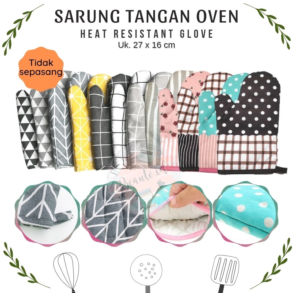 [SALE] 1 PCS Sarung Tangan Oven Celemek Cempal Tatakan Masak Dapur Berkualitas Tebal Anti Tahan Panas Oven Heat Resistant Gloves Pelindung Tangan Baking Cooking