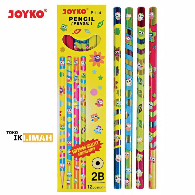 

Pensil 2B JOYKO P-114 Motif Owl / Pencil Kayu P114 / Pinsil / 1 BOX 12 PCS