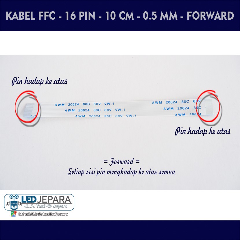 FFC Kabel Flexible Switch Power to Motherboard Acer 16 Pin Panjang 10 CM Pitch 0,5MM Searah Forward