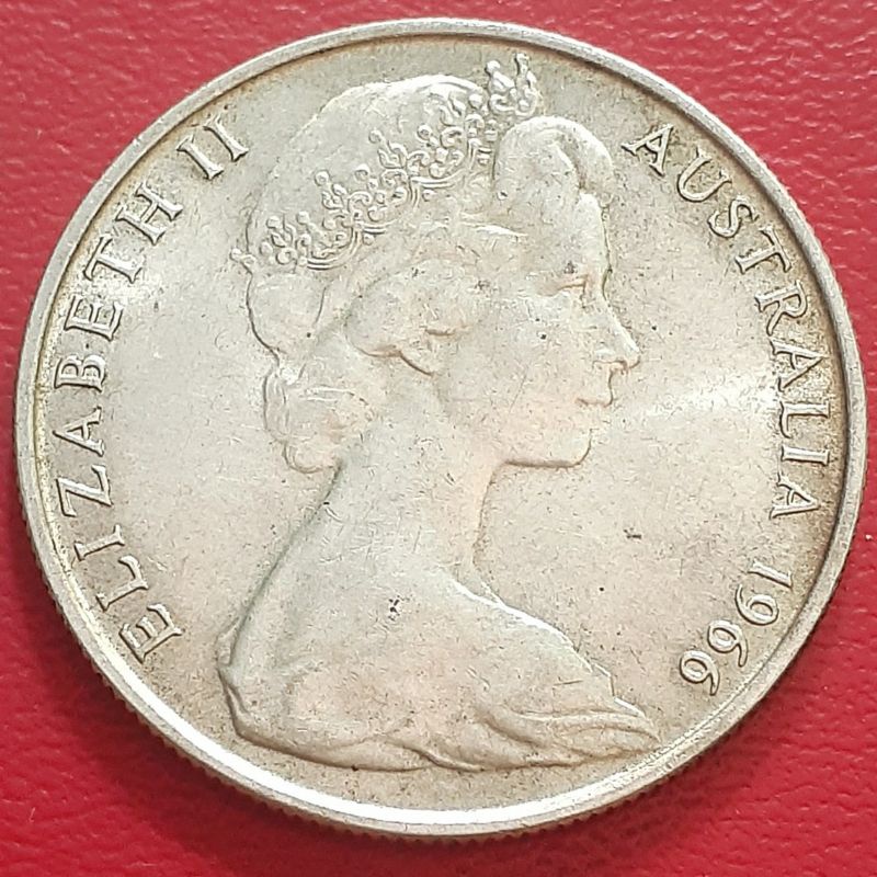 Uang Koin Perak Kuno 50 Cents Elizabeth Australia Tahun 1966 Silver Coin