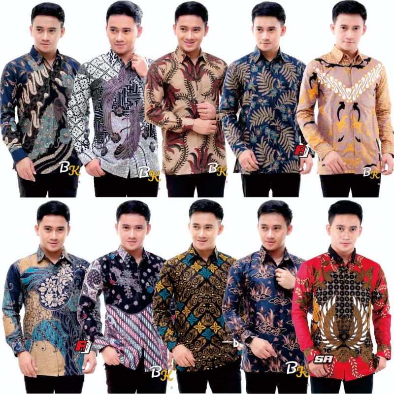 kemeja batik atasan pria lengan panjang ukuran m l xl xxl