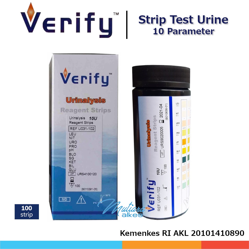 Verify Urinalysis Reagent Strip 10 Parameter / Tes Urine Verify 10PM