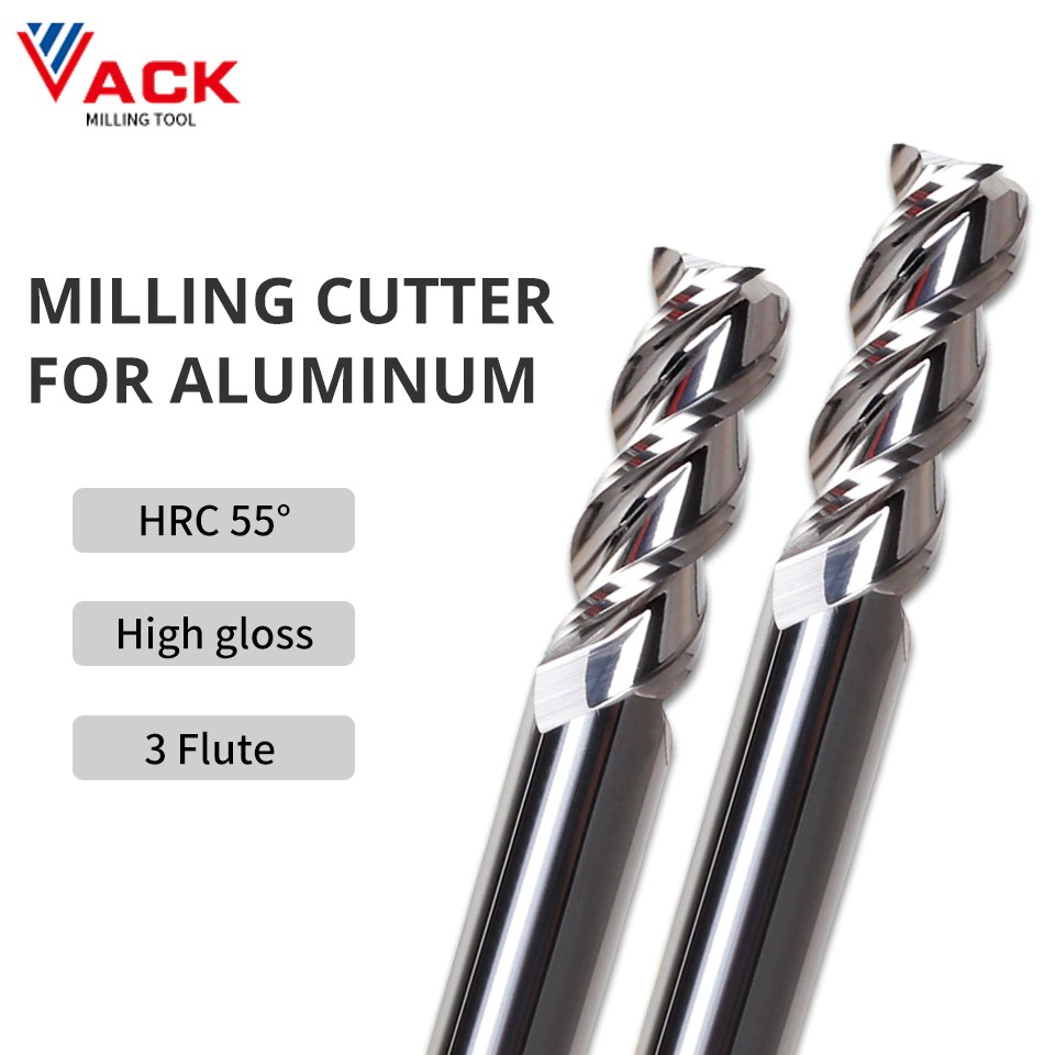 Mata Bor Aluminum Milling Cutter Router Micro Grind Carbide End Mill 3 Blade 6x6x100 mm - VC01 - Silver