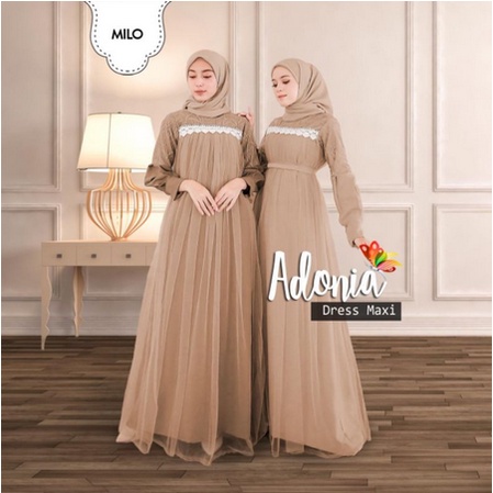 Gamis brukat Dewasa Remaja Kekinian model Modern nikahan Lebaran Terbaru 2021 Corneli Dusty Ld 100 R