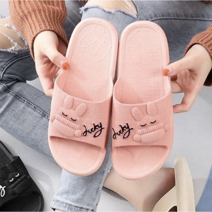 Sandal selop wanita LALUNA 178 import  Karet Simple Trendy Motif Bunny