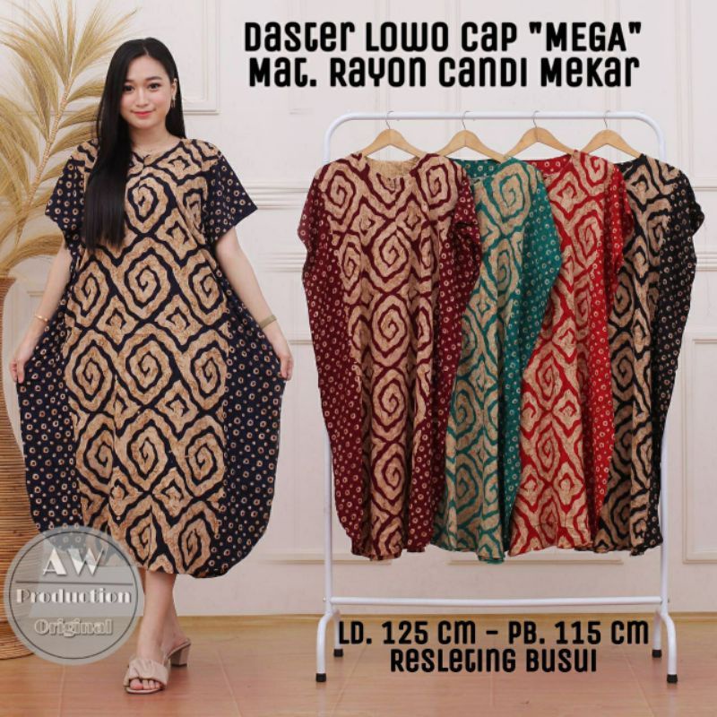 Daster Lowo Jumbo Rayon Kekinian Busui Resleting Depan Kalong Kelelawar Cap Baju Wanita Batik Pekalongan