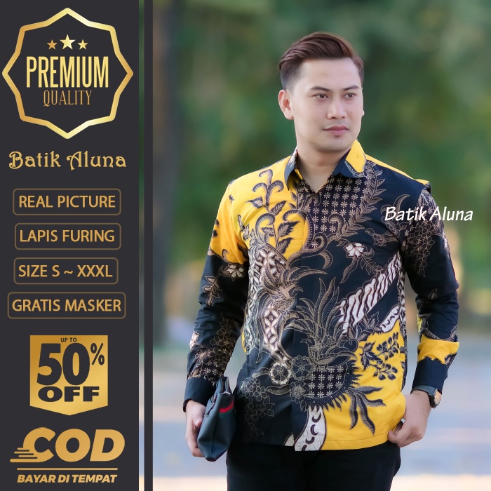 BATIK PRIA LENGAN PANJANG MEWAH PREMIUM ALUNA PRABUSENO SHANGHAI KERIS KEMEJA BATIK ACARA NIKAHAN KE