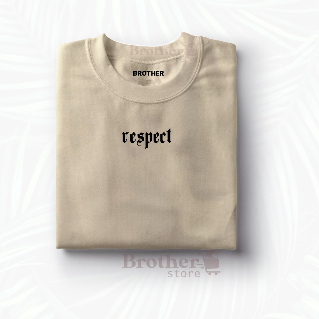 Brother store Kaos Distro Pria Articlel respect KAOS TEXT print  pria abu misty Premium