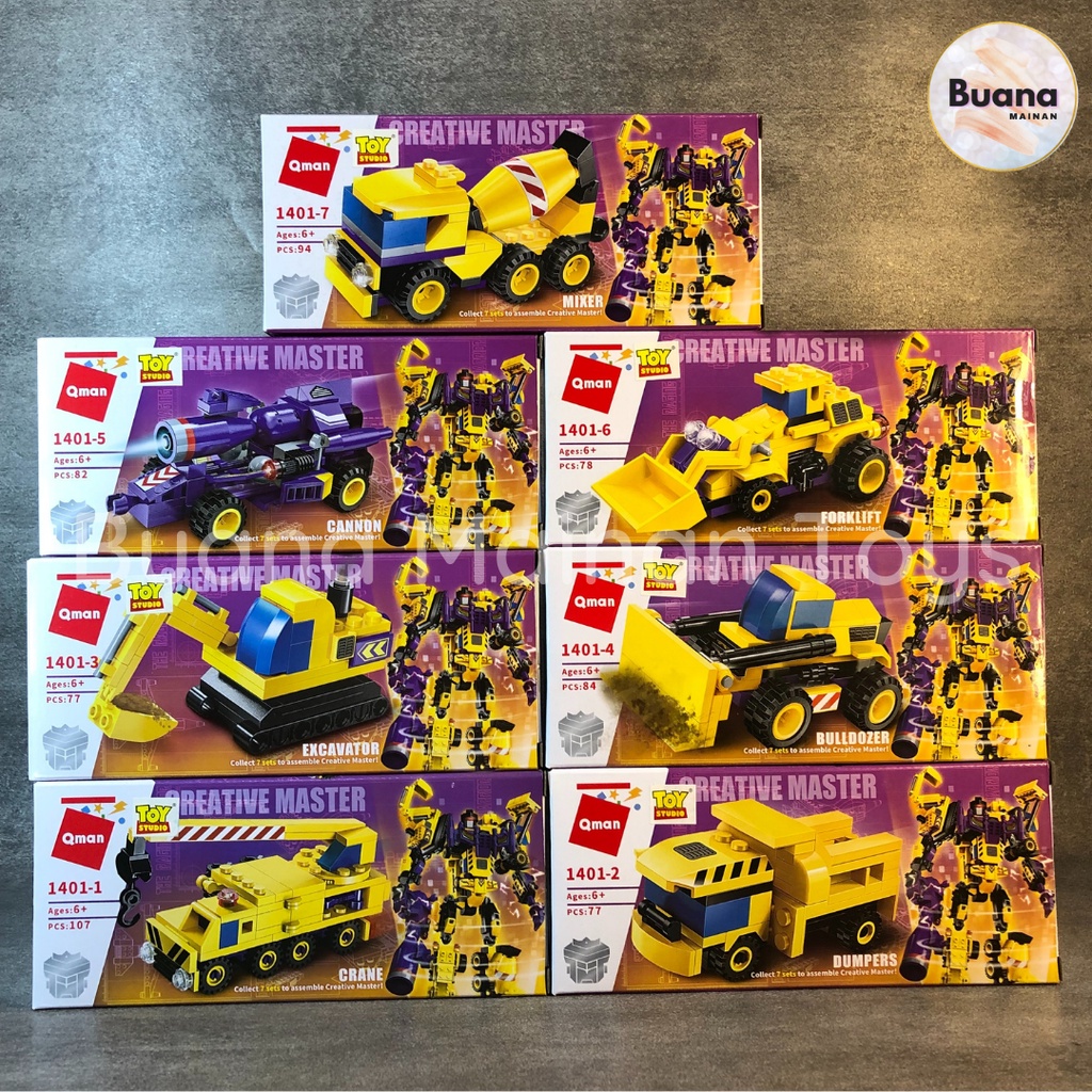 BRICKS QMAN CREATIVE MASTER 1401 SET MAINAN EDUKASI ANAK ROBOT