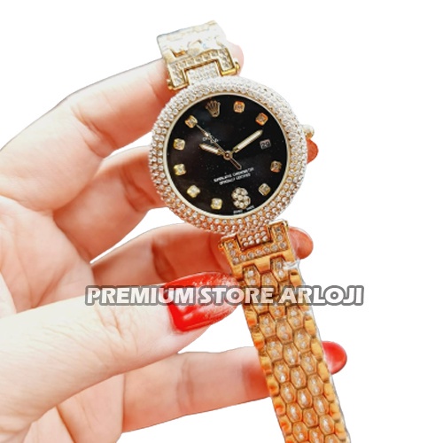 Grosiran Jam Tangan Wanita Psa L17-35110 Analog Tali Rantai Motif Permata Tanggal Aktif Original Garansi 6 Bulan Free Baterai Cadangan (COD)