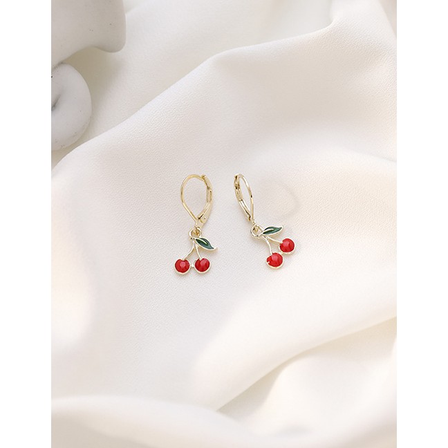 LRC Anting Tusuk Fashion Earrings Cherry Drop Oil Alloy Earring K42156