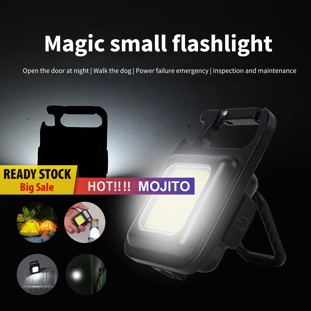 Lampu Malam COB Portable Dengan Gantungan Kunci + Kotak Penyimpanan Warna Hitam