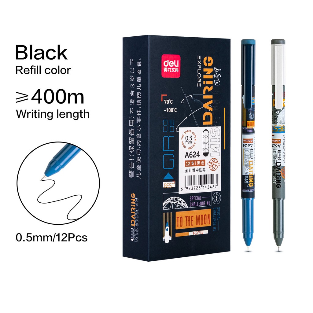 

PULPEN BALLPOINT PEN GEL UJUNG LANCIP DELI A-624 0.5 MM FINE POINT