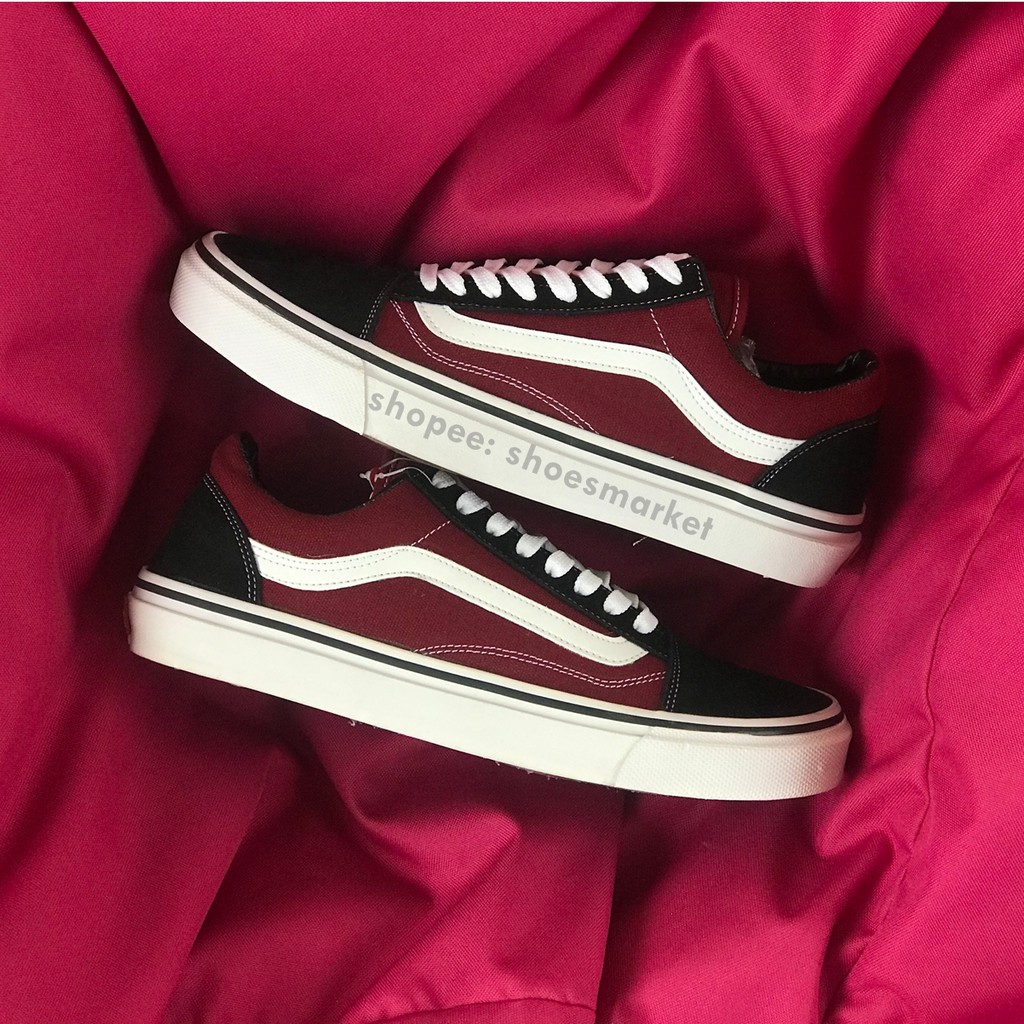 OBRAL SEPATU VANS OLDSKOOL CLASSIC MAROON BLACK