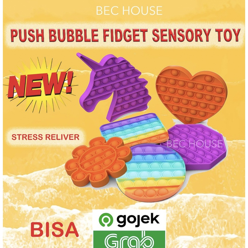 Mainan pop it murah popit Pop Its Square rainbow multicolor Fidget Toy Push bubble Penghilang Stress