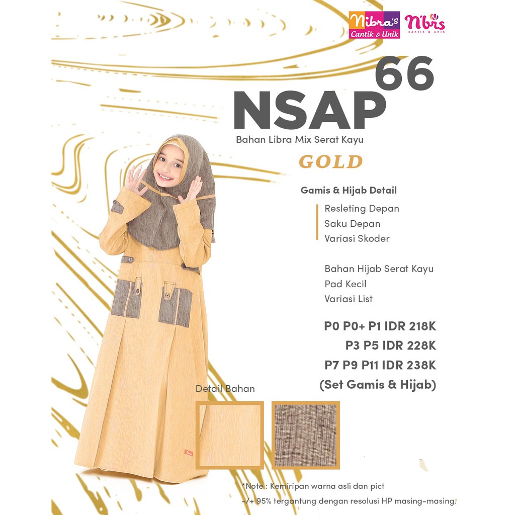 SARIMBIT NIBRAS 66 GOLD NBRS BAJU COUPLE KELUARGA MUSLIM LEBARAN 2020 TERBARU [COD]