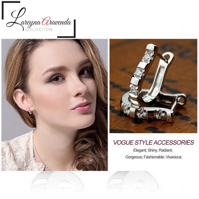 Anting Wanita Titanium Motif Kristal Crystal Vertikal Unik AT077