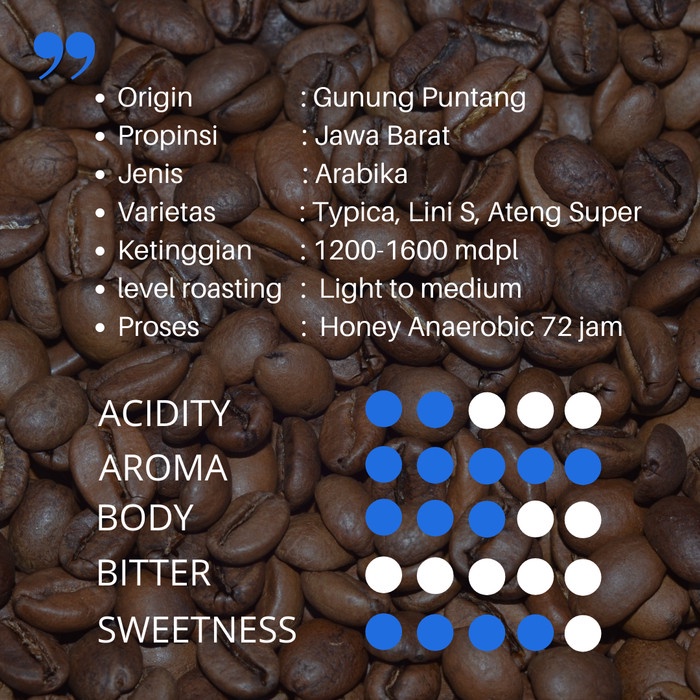 

H2J021 Kopi Hitam Bubuk/Biji Arabika Single Origin Puntang Java Preanger 250G - Washed, Bubuk