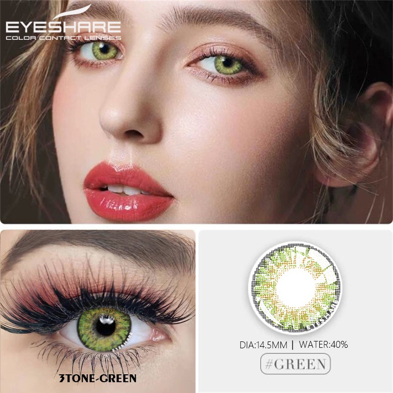 （COD）C28-3TONE Amethyst Sterling-grat Sepasang lensa kontak berwarna, Warna campuran Eropa dan Amerika mata yang besar diameter 14.5MM, kadar air 40% lensa mata cairan lensa kontak soflen mata softlens soflens Ture-sapphire Grey