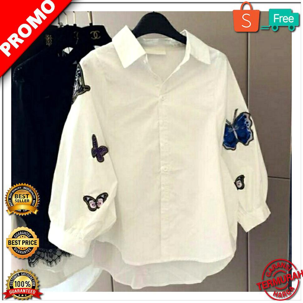LIMITED EDITION Kemeja Bordier Kupu Kupu Kemeja Wanita BEST SELLER