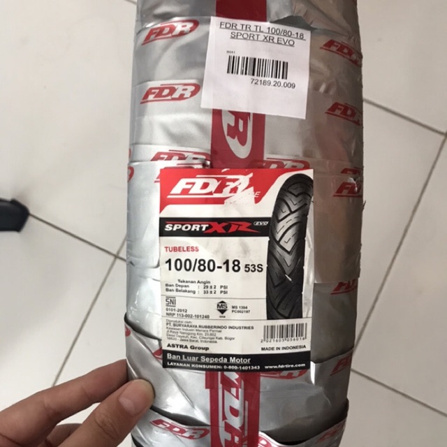 BAN LUAR TUBLES FDR 100/80-18 SPORT XR
