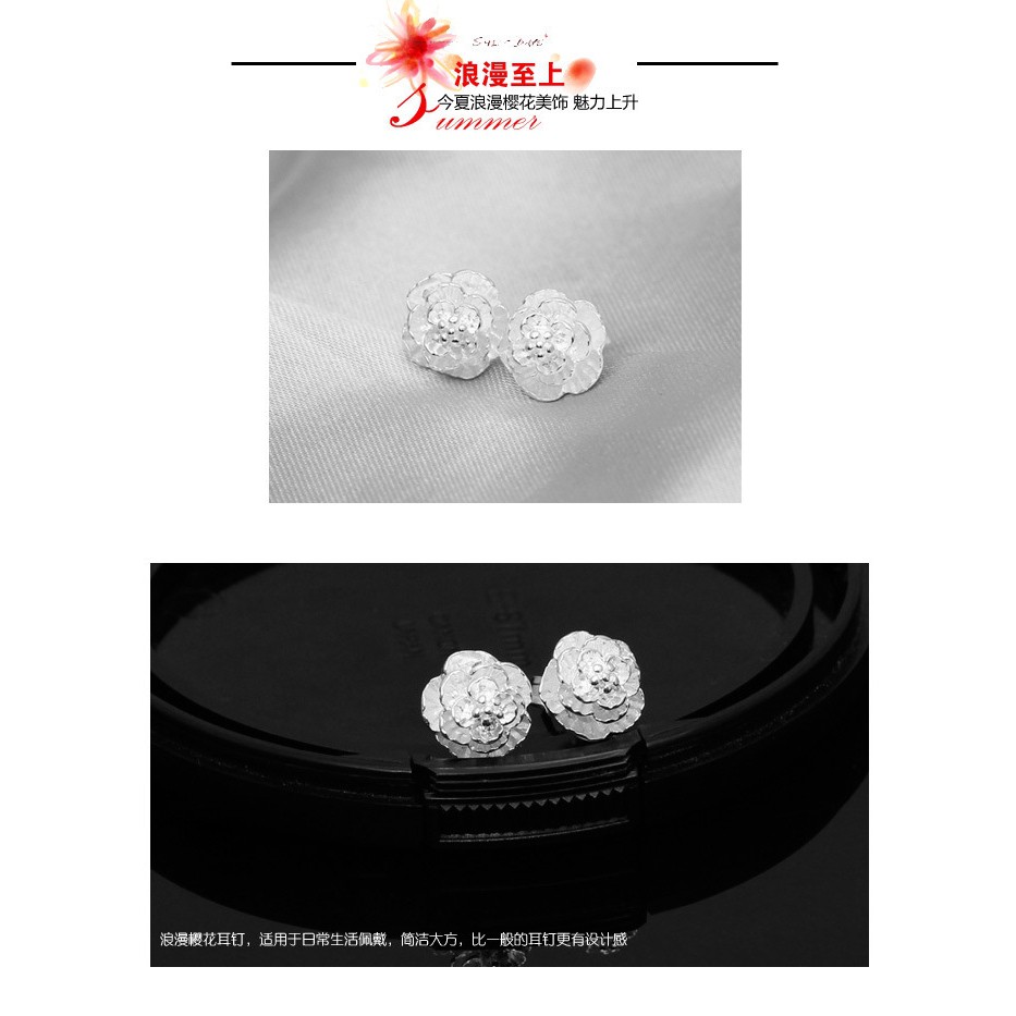 Jepang Dan Korea Baru S925 Anting-Anting Perak wanita Romantis Elegan Cherry Blossom Cinta Anting Perhiasan Telinga ai2-4933-5
