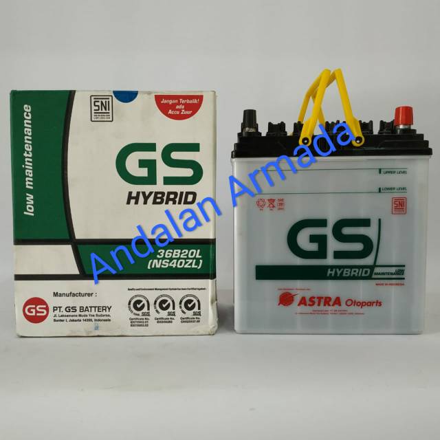 Aki basah Astra Otoparts GS Hybrid NS40ZL 36B20L 35Ah