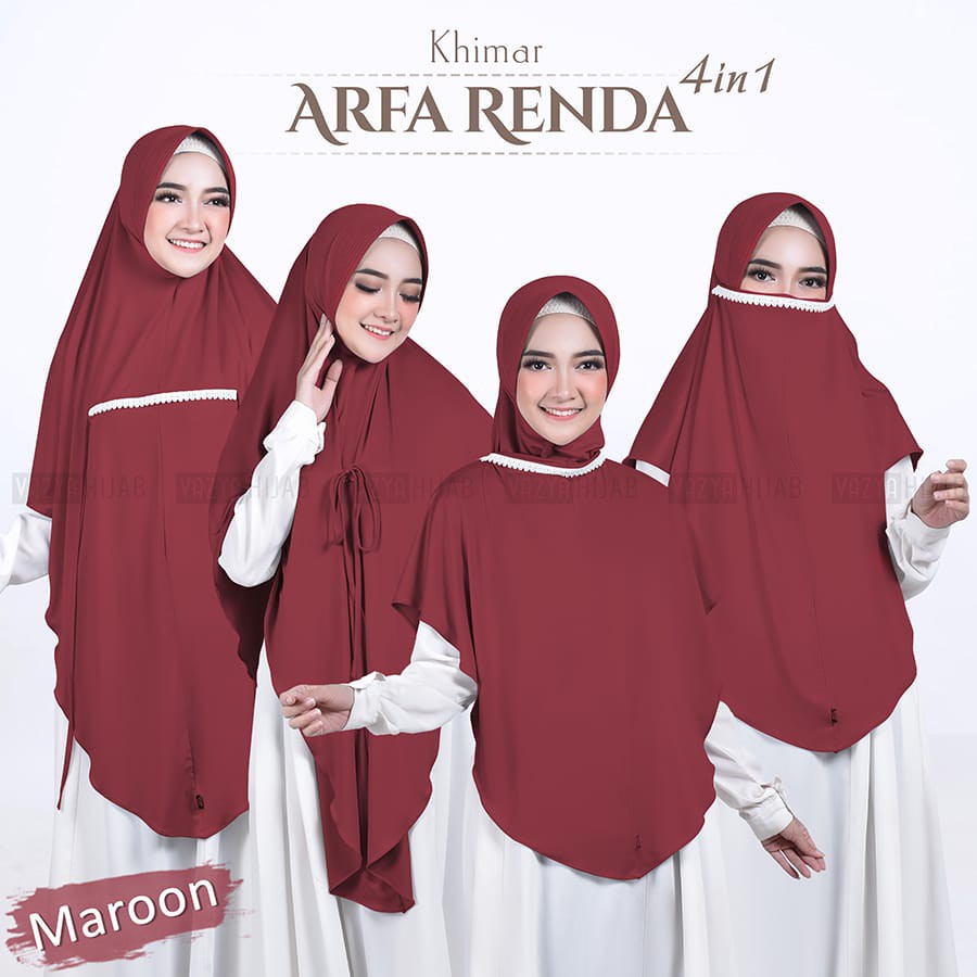 Hijab Khimar Cadar Arfa Renda 4in1