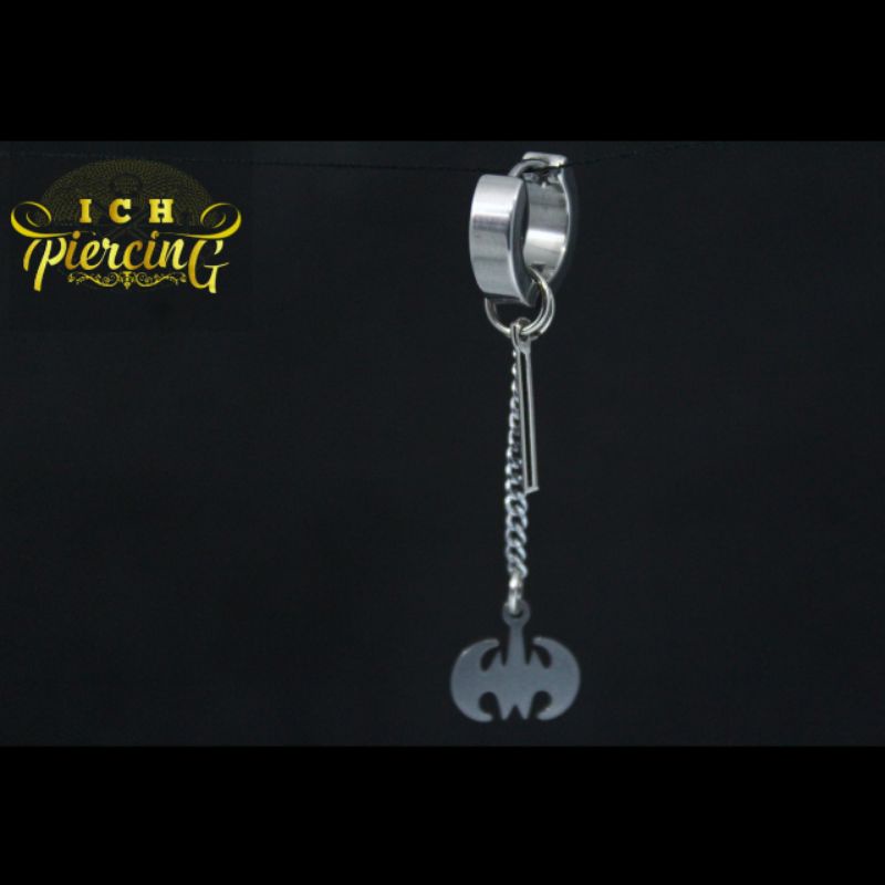 IP-V anting style Korea model BATMAN / Anting tindik dan jepit Pria Wanita