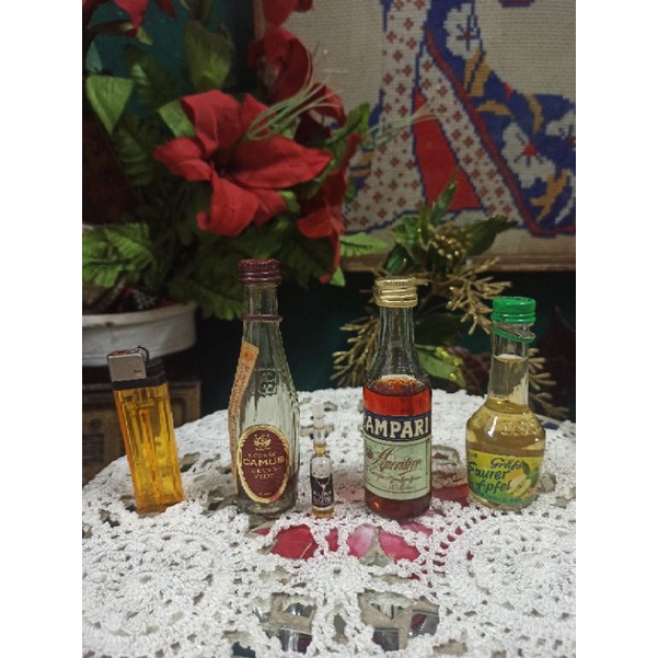 koleksi4 Botol  bekas mini Vintage antik Ori  marking Campari, Camus, SaurerApfel