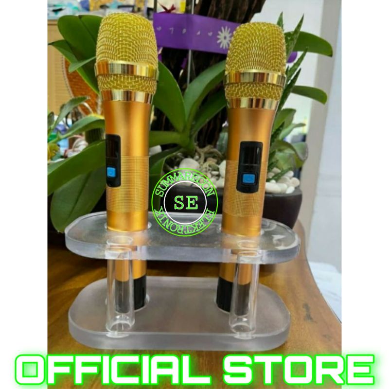 tempat mic wireless karaoke tatakan microphone material acrylic