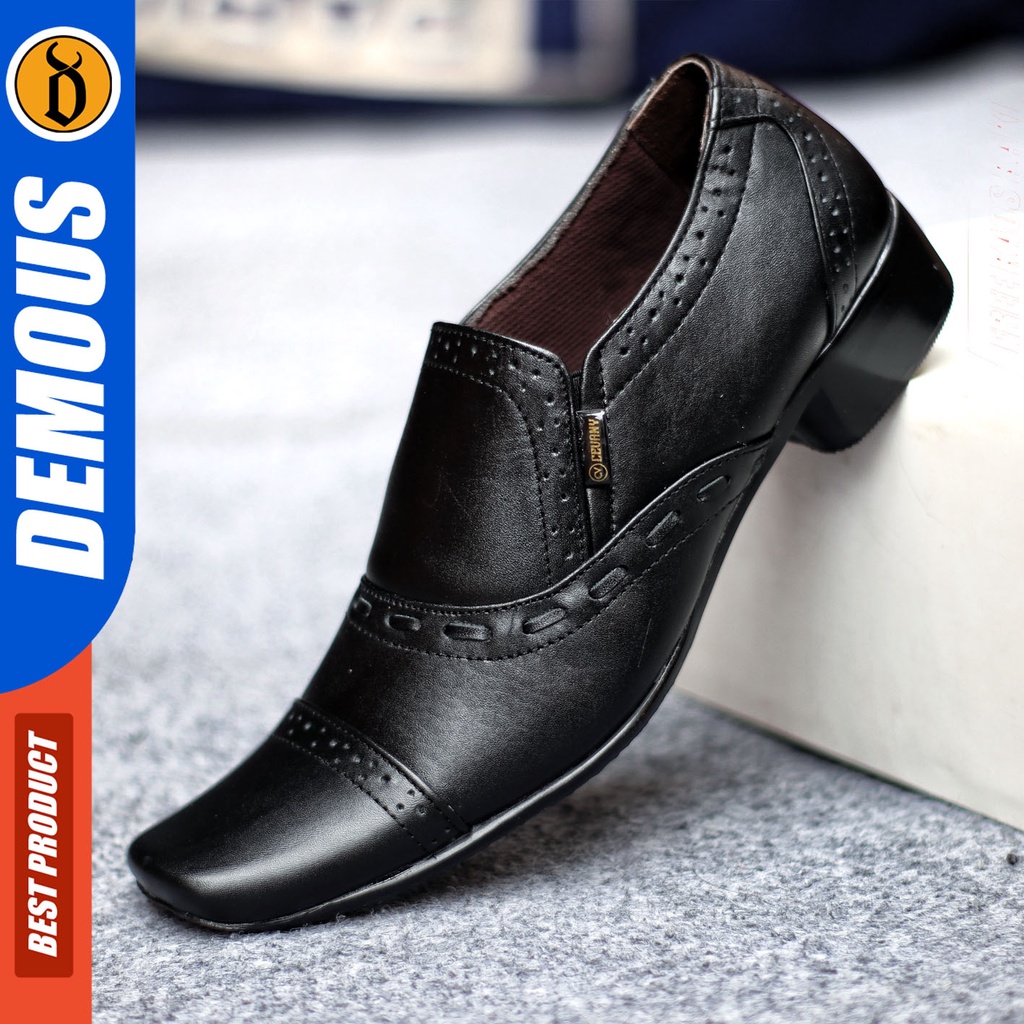 Sepatu Pantofel Pria Sepatu Formal Pria Kulit Asli Slop Sepatu Pantopel Hitam Kerja Kantor DEMOUS OPECK