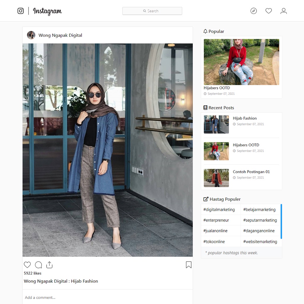 Blogger Template Mirip IG Keren untuk Blog | Template Blogspot