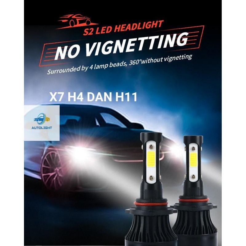 Lampu LED Utama Depan Mobil 4 Sisi X7 H4 Dan H11 H7 Lampu Mobil COB Super Bright harga 1 Pasang