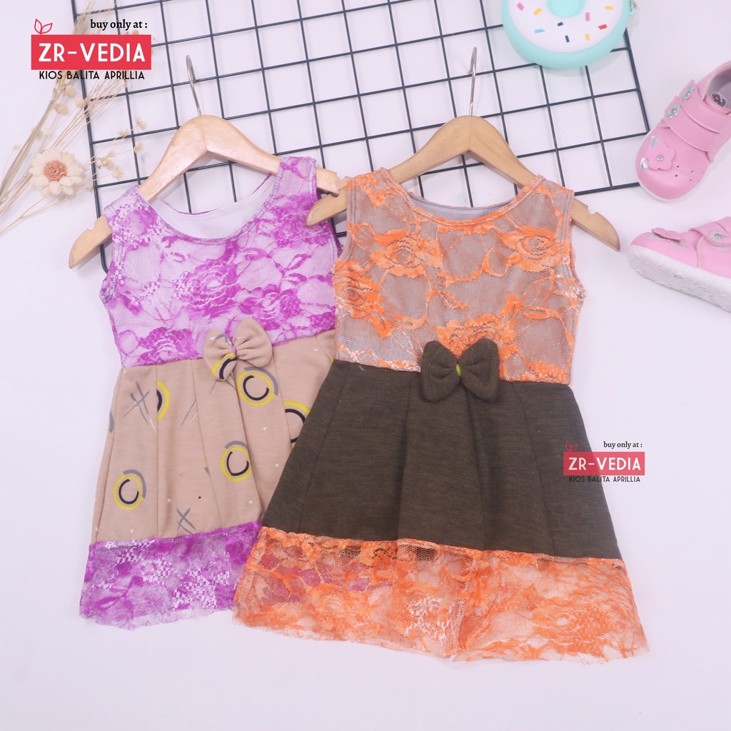 Dress Zulfa uk Bayi 6-18 Bulan / Dres Brokat Anak Perempuan Baju Brukat Balita Cewek Pakaian Import