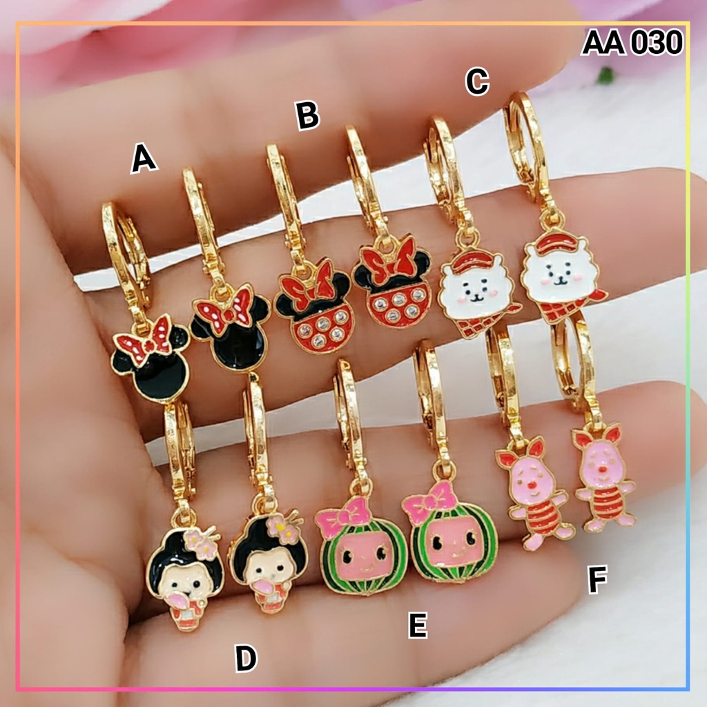 anting xuping anting anak karakter lucu coco melon hijau AA 030 perhiasan baby lapis emas gold