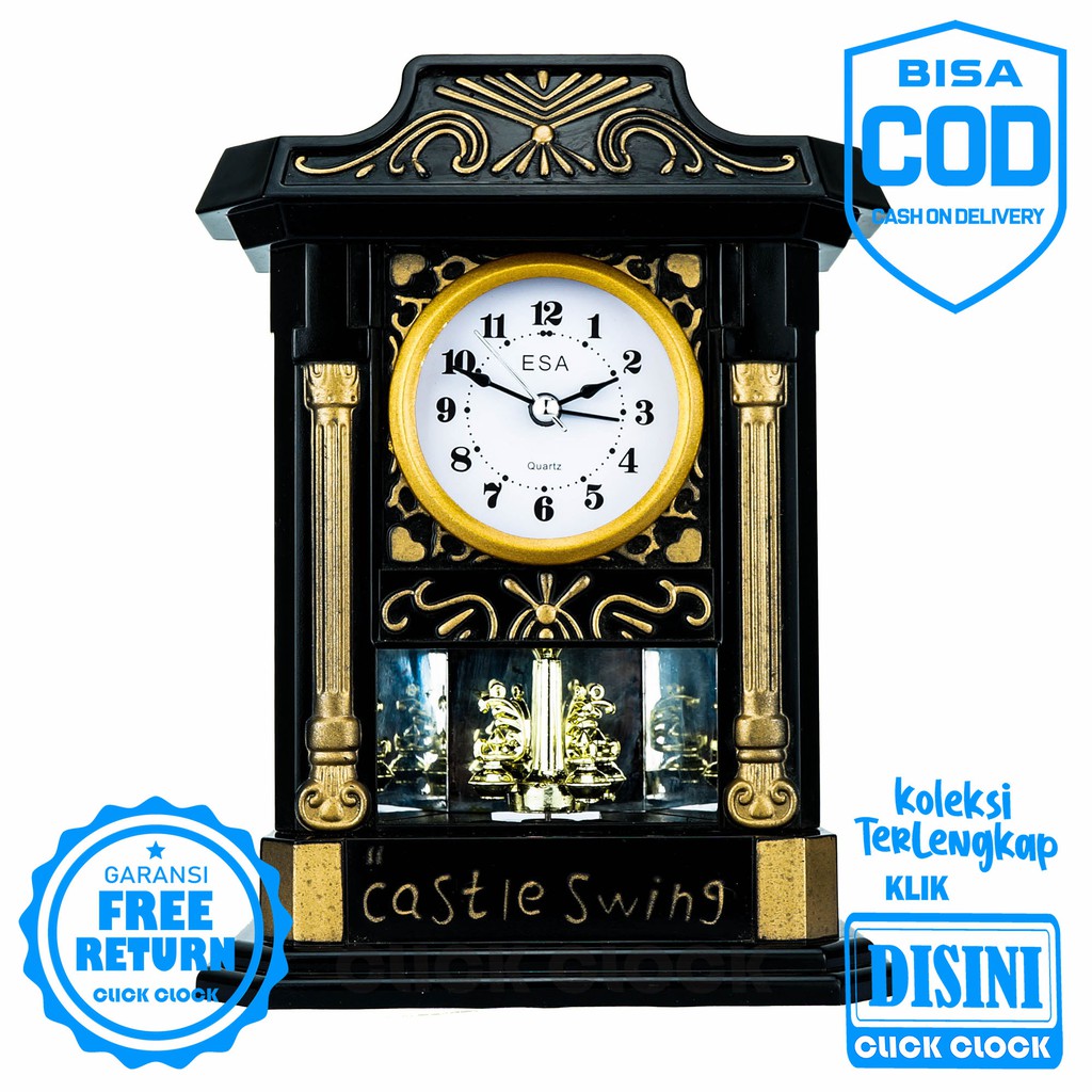 Jam Weker Alarm Wall Clock Dekorasi Rumah Unik Murah Esa F006