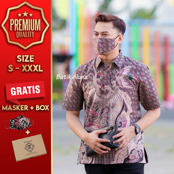 BAJU KEMEJA BATIK PRIA LENGAN PENDEK BATIK ALUNA PREMIUM ATASAN TRADISIONAL COWOK COWO LAKI MEWAH MA